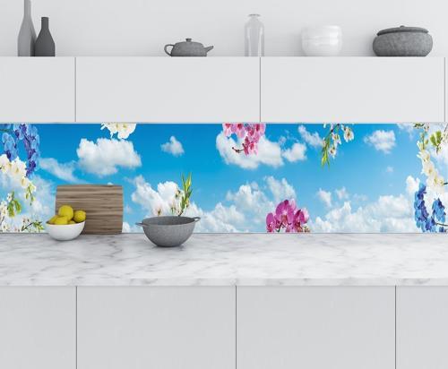 Mutfak Tezgah Arası Folyo Fayans Kaplama Folyosu Gökyüzü Orkide 60x400 CM