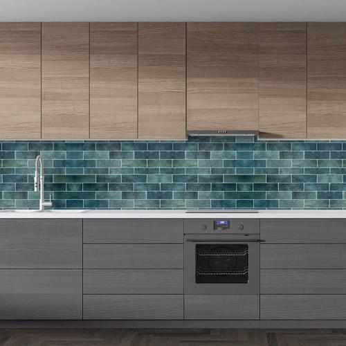 Mutfak Tezgah Arası Folyo Fayans Kaplama Folyosu Blue Seramic 60 x 200