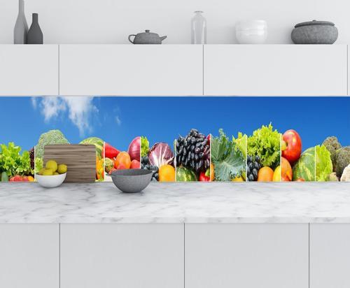 Mutfak Tezgah Arası Folyo Fayans Kaplama Folyosu Panorama Meyve Sebze 60x300 CM