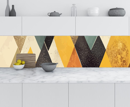 Mutfak Tezgah Arası Folyo Fayans Kaplama Folyosu Teknik Geometri 60x500 CM