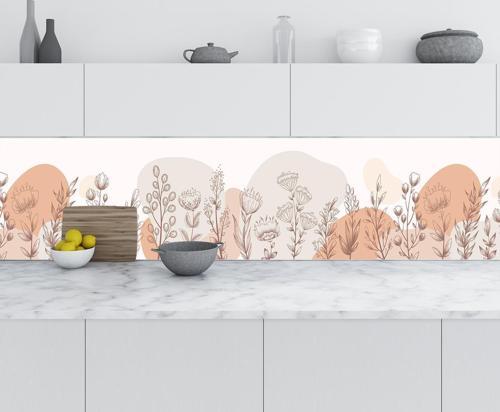 Mutfak Tezgah Arası Folyo Fayans Kaplama Folyosu Botanik Çiçek 60x300 CM
