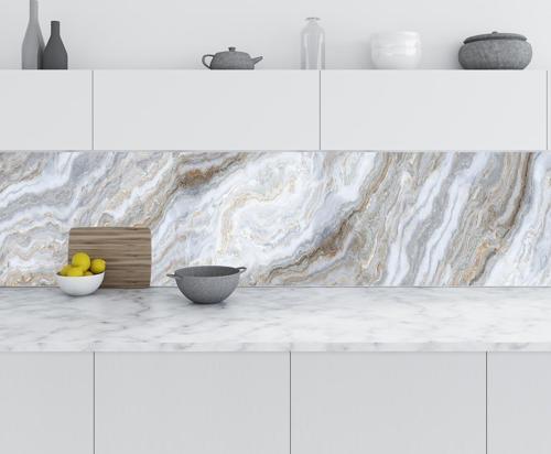 Mutfak Tezgah Arası Folyo Fayans Kaplama Folyosu Grey And Gold 60x400 CM