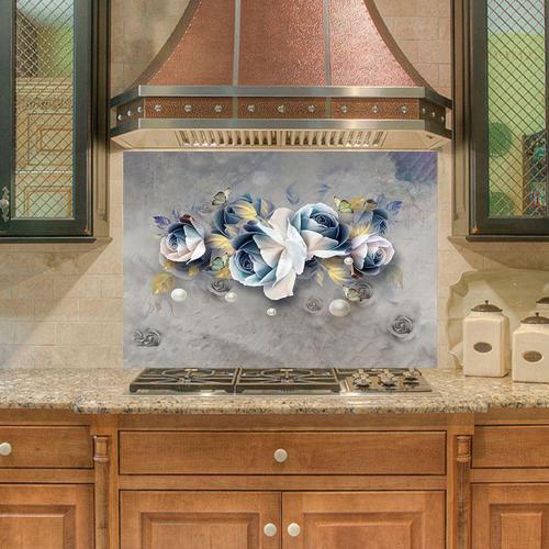 Mutfak Duvar Tezgah Arası Ocak Arkası Sticker Kaplama Güller