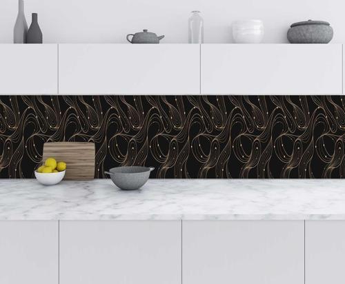 Mutfak Tezgah Arası Folyo Fayans Kaplama Folyosu Siyah Çizgiler 60x400 CM