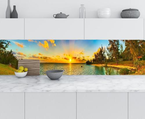 Mutfak Tezgah Arası Folyo Fayans Kaplama Folyosu Gün Batımı Kıyı 60x200 CM