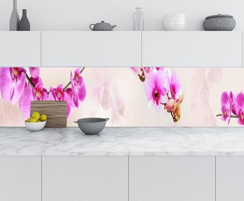 Mutfak Tezgah Arası Folyo Fayans Kaplama Folyosu Pembe Orkideler 60x300 CM