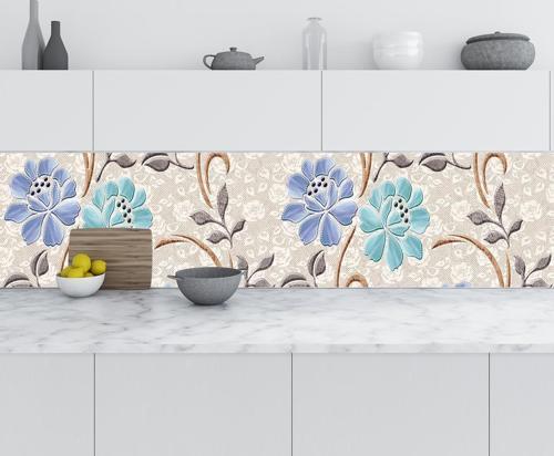 Mutfak Tezgah Arası Folyo Fayans Kaplama Folyosu Çiçek Duvar 2 60x500 CM