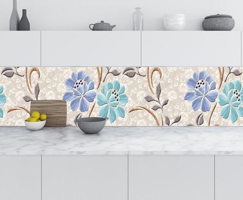 Mutfak Tezgah Arası Folyo Fayans Kaplama Folyosu Çiçek Duvar 60x300 CM