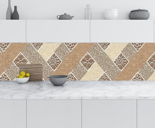 Mutfak Tezgah Arası Folyo Fayans Kaplama Folyosu Rustik Çiçek 60x100 CM