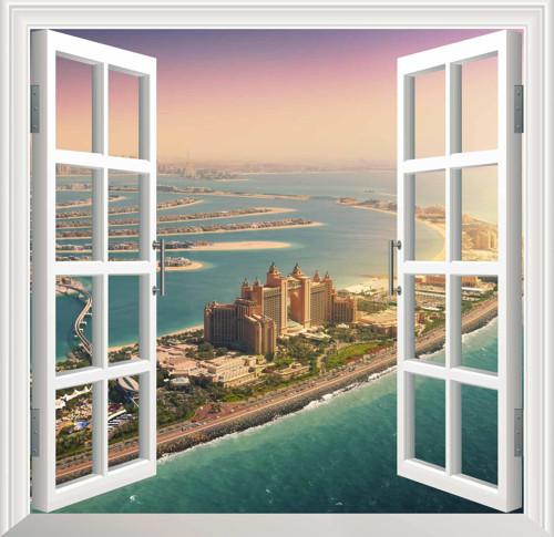 Pencere Poster Duvar Kağıdı Dubai Yapışkanlı Sticker