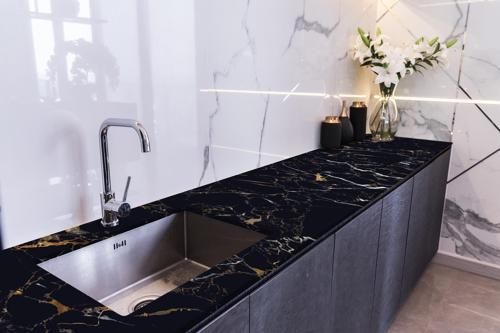 Tezgah Üstü Fayans Kaplama Folyosu Mutfak Tezgahı Kaplama Mixture Of Black 70 cm x 4 Metre