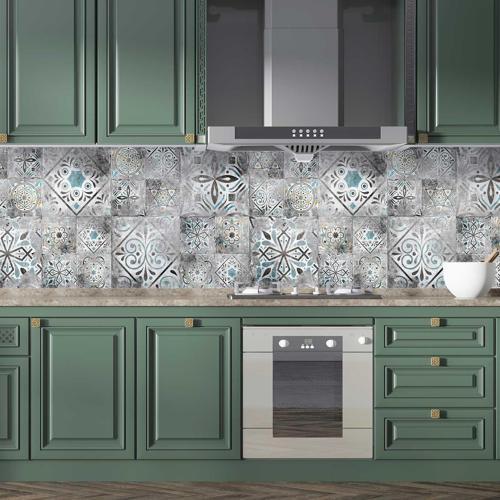 Mutfak Tezgah Arası Folyo Fayans Kaplama Folyosu Çizgi Fayans Desen 60 x 100