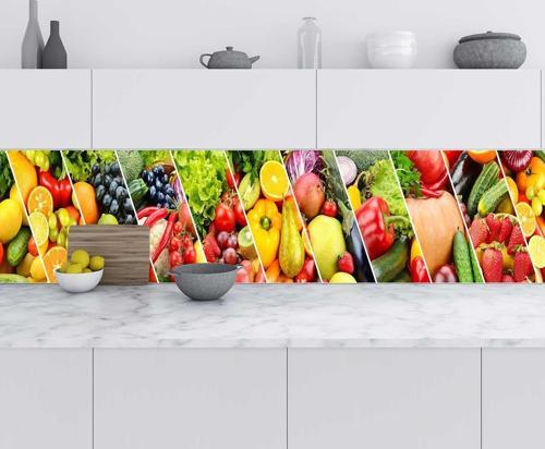 Mutfak Tezgah Arası Folyo Fayans Kaplama Folyosu Meyve Sebzeler 60x100 CM