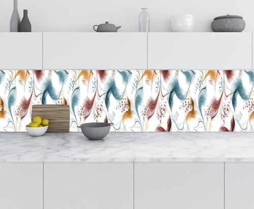Mutfak Tezgah Arası Folyo Fayans Kaplama Folyosu Soyut Suluboya 60x400 CM