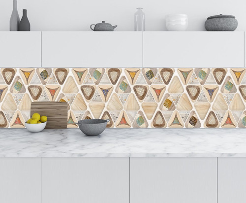 Mutfak Tezgah Arası Folyo Fayans Kaplama Folyosu Üçgen Design 60x300 CM