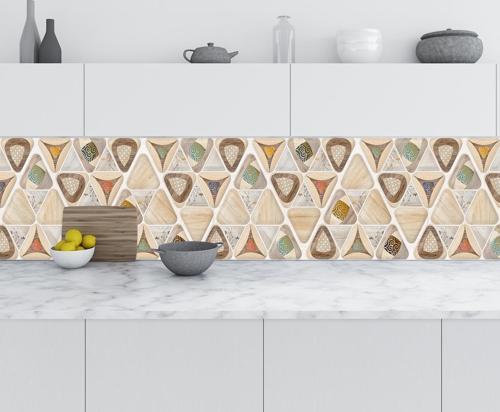 Mutfak Tezgah Arası Folyo Fayans Kaplama Folyosu Üçgen Design 60x400 CM