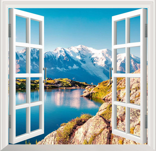 Pencere Poster Duvar Kağıdı Monte Bianco Yapışkanlı Sticker