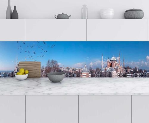 Mutfak Tezgah Arası Folyo Fayans Kaplama Folyosu istanbul Panorama 60x300 CM