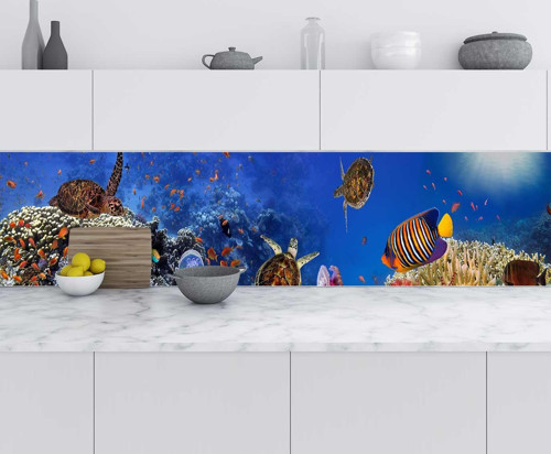 Mutfak Tezgah Arası Folyo Fayans Kaplama Folyosu Sualtı 60x400 CM