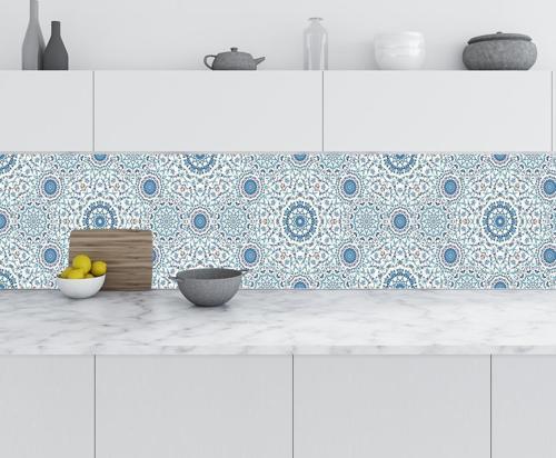 Mutfak Tezgah Arası Folyo Fayans Kaplama Folyosu Suluboya Arabic Design 60x100 CM