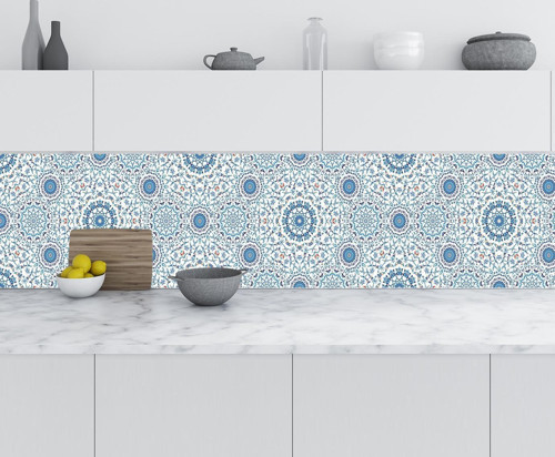 Mutfak Tezgah Arası Folyo Fayans Kaplama Folyosu Suluboya Arabic Design 60x500 CM