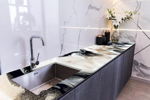 Tezgah Üstü Fayans Kaplama Folyosu Mutfak Tezgahı Kaplama White Carrara 70 cm x 1 Metre