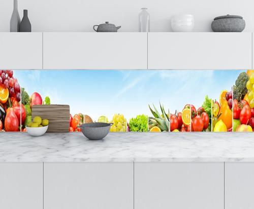 Mutfak Tezgah Arası Folyo Fayans Kaplama Folyosu Sebze Meyve Blue Sky 60x400 CM