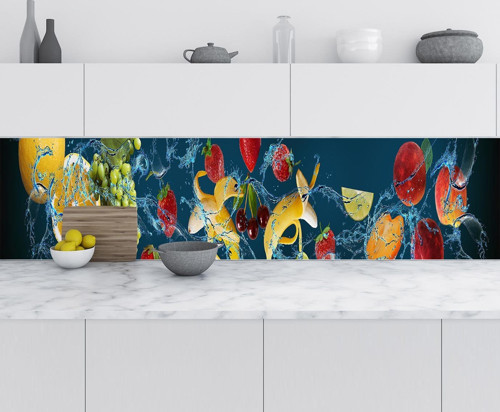 Mutfak Tezgah Arası Folyo Fayans Kaplama Folyosu Meyveler 60x100 CM
