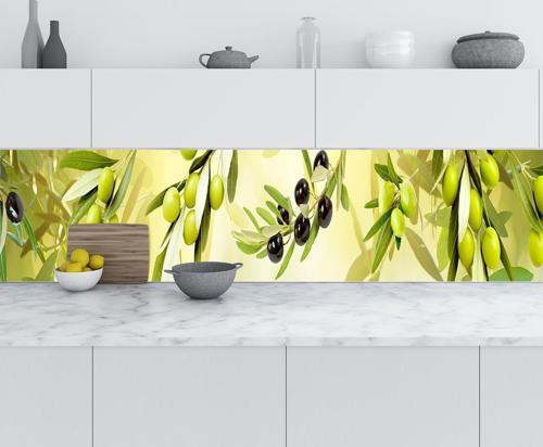 Mutfak Tezgah Arası Folyo Fayans Kaplama Folyosu Zeytin Dalı 60x300 CM