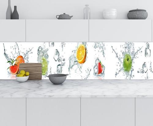 Mutfak Tezgah Arası Folyo Fayans Kaplama Folyosu Meyveler Su Panoramik 60x100 CM