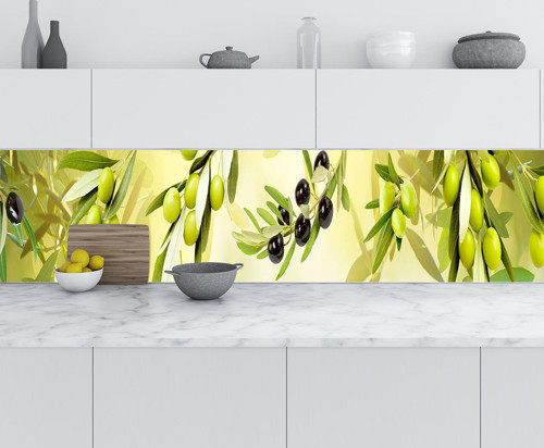 Mutfak Tezgah Arası Folyo Fayans Kaplama Folyosu Zeytin Dalı 60x400 CM