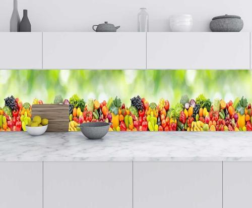 Mutfak Tezgah Arası Folyo Fayans Kaplama Folyosu Sebze Meyveler Yeşil 60x200 CM