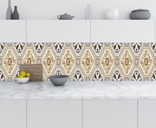 Mutfak Tezgah Arası Folyo Fayans Kaplama Folyosu Sekizgen Mermer 60x300 CM