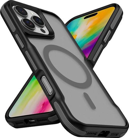 iPhone 16 Pro Max Kılıf M-safe Şarj Özellikli Renkli Kenar Airbag Şeritli Lamer Kapak