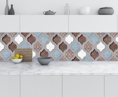 Mutfak Tezgah Arası Folyo Fayans Kaplama Folyosu Renkli Seramik Design 60x500 CM