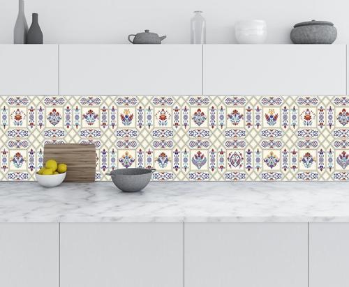 Mutfak Tezgah Arası Folyo Fayans Kaplama Folyosu Osmanlı Motif 60x500 CM