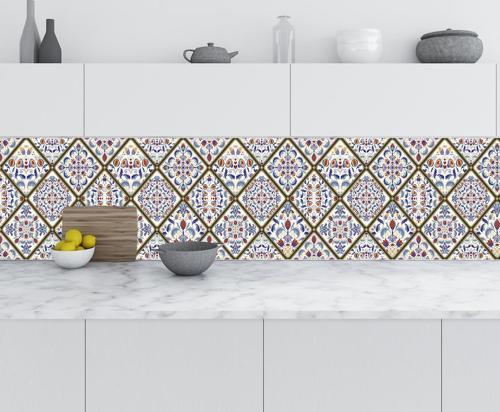 Mutfak Tezgah Arası Folyo Fayans Kaplama Folyosu Ottoman Motif 60x500 CM