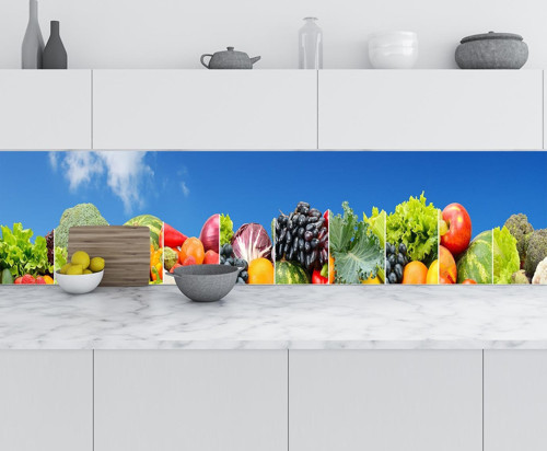 Mutfak Tezgah Arası Folyo Fayans Kaplama Folyosu Panorama Meyve Sebze 60x200 CM