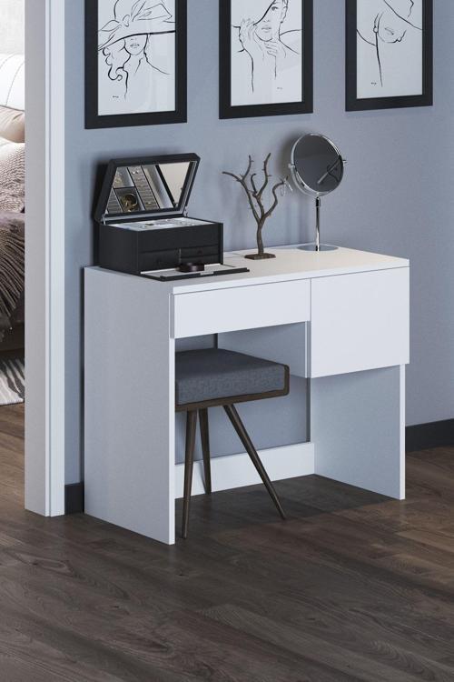 Arya Grande Mode Çekmeceli Beyaz Makyaj Masası/Dresuar/Çalışma Masası Make Up Desk