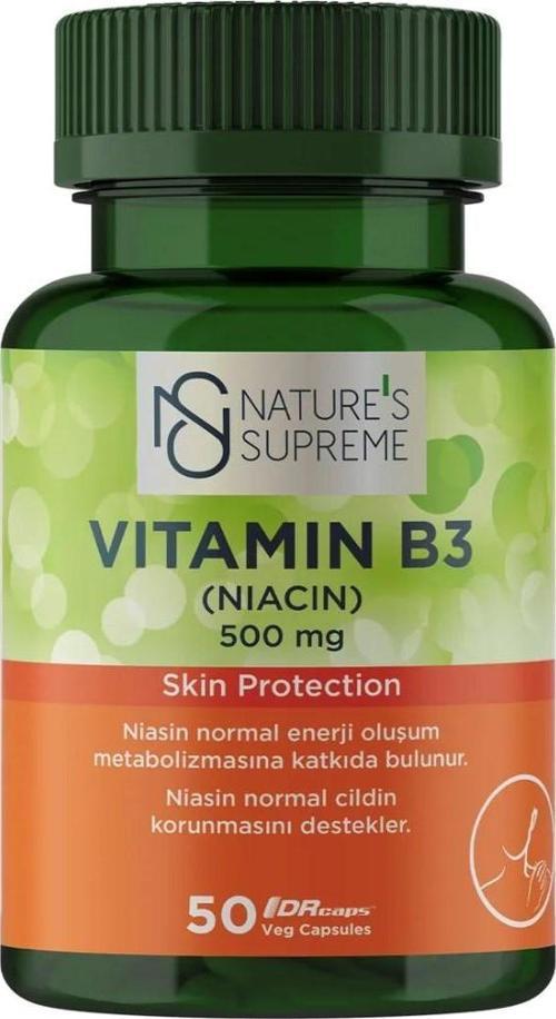 s Supreme Vitamin B3 500 Mg No Flush 50 Kapsül Aromasiz