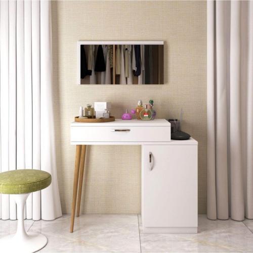 London Novella Dolaplı Çekmeceli Aynalı Makyaj Masası/Dresuar (Make Up Desk)