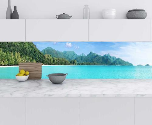 Mutfak Tezgah Arası Folyo Fayans Kaplama Folyosu Tayland Adası 60x100 CM