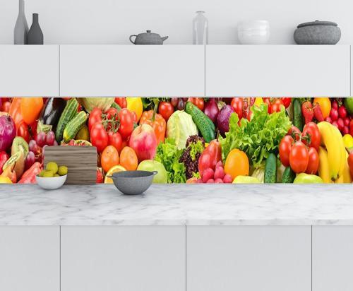 Mutfak Tezgah Arası Folyo Fayans Kaplama Folyosu Taze Meyve Sebze Kolaj 60x100 CM