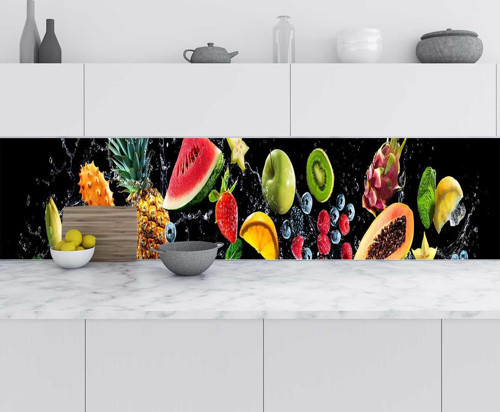 Mutfak Tezgah Arası Folyo Fayans Kaplama Folyosu Taze Meyveler 60x100 CM