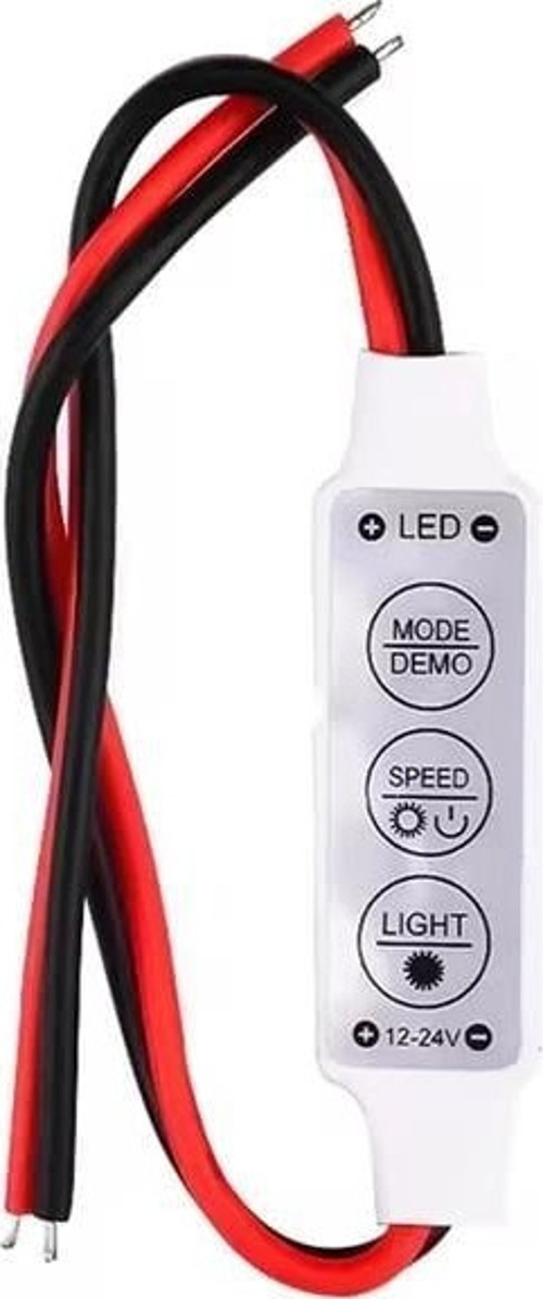 12-24 Volt Mini Üç Tuşlu Tek Renkli Led Kontrol Cihazı (Kırmızı - Siyah Kablo)
