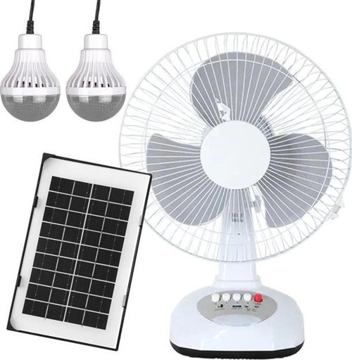 PM-22009 3 Kademeli Şarjlı - Solarlı Fan Vantilatör Ampul - Ledli - Powerbank