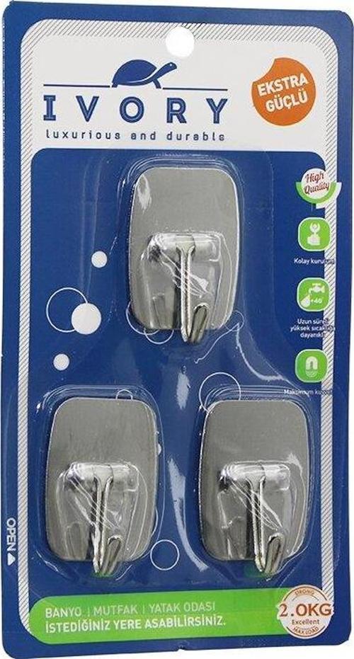 3PCS DİKDÖRTGEN - KOMPLE METAL  YAPIŞKAN ASKI  2KG TAŞIMA (2818)