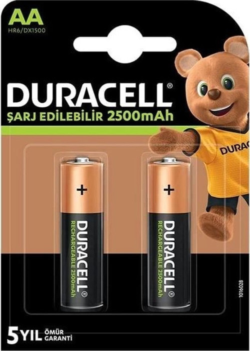 AA Şarjlı 2500 mA Pil 2'li