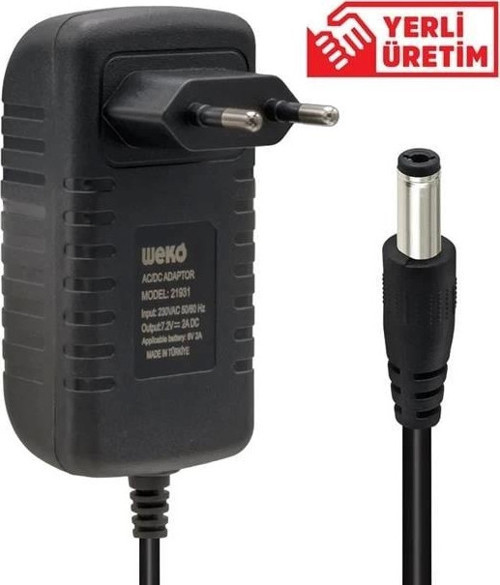 7.2 Volt - 2 Amper 5.5 x 2.5 Uçlu Ledli Yerli Üretim Akü Şarj Cihazı (Out:6v-2a)