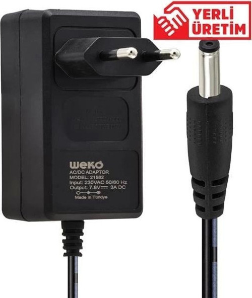 7.8 Volt - 3 Amper 3.5*1.35 Uçlu Plastik Yazar Kasa Adaptörü